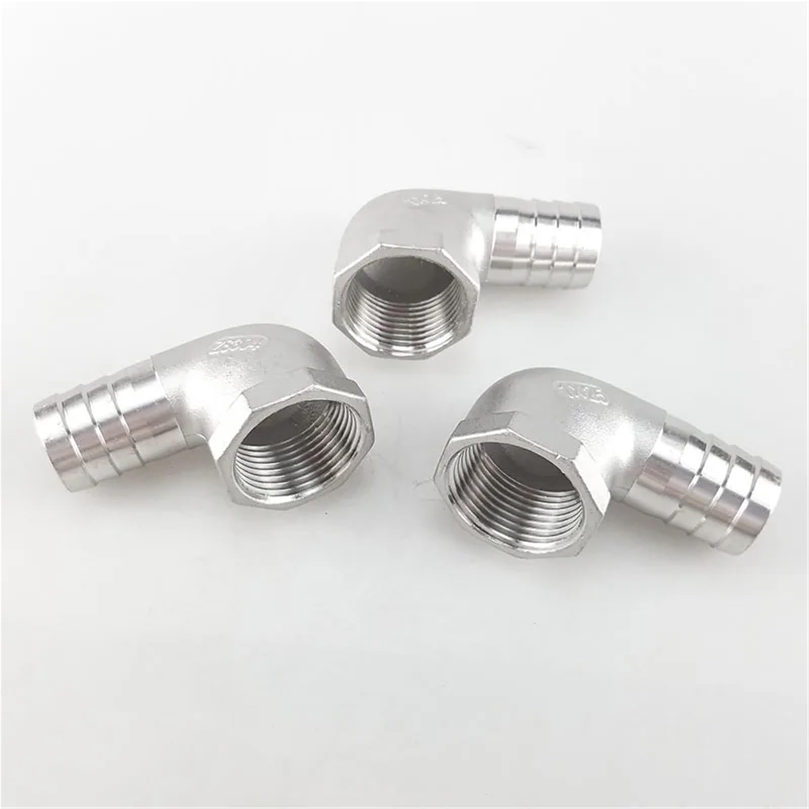 304 acciaio inox femmina filo gomito angolo retto tubo acqua tubo in pelle accessorio giunto 1/4 1/2 (6 8 10 12 15 20 mm) (10MM_3/8 ")