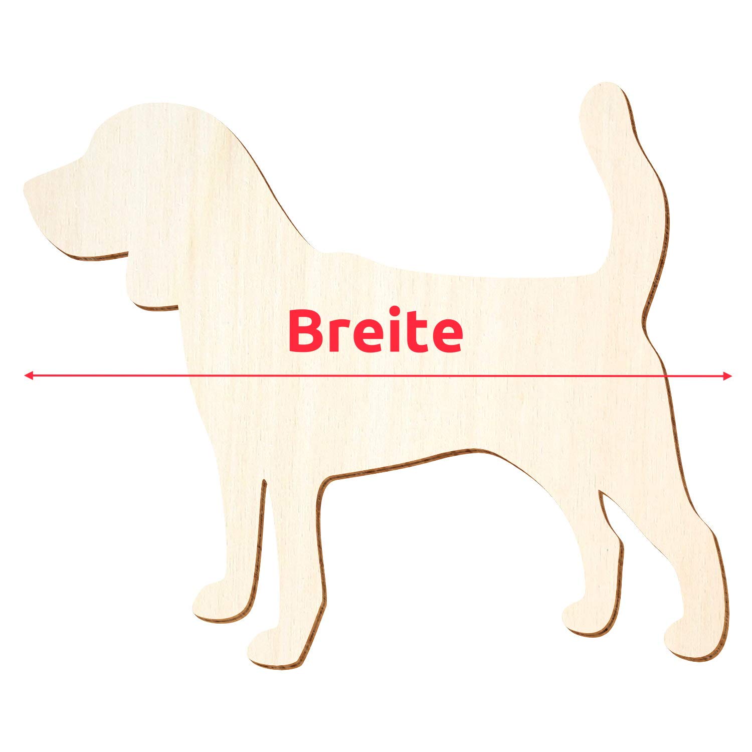 Beagle de madera para manualidades, 3-50 cm de ancho, 100 unidades, tamaño: 17 cm