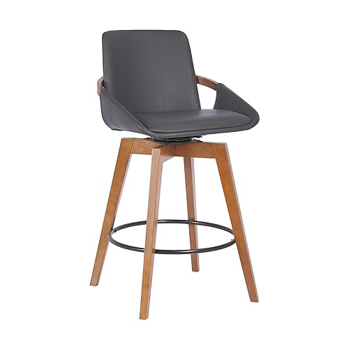 Armen Living Baylor Mid Century Modern Swivel Bar Stool for