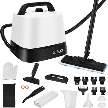 Steam Cleaner with 24-Piece Attachments, Multipurpose Steamer Mop for Home, Floor, Car, Grout, Tile, Furniture, Carpet, Couch, Window, Wall, Upholstery, Oven Grease, Canister, 1.5L Tank
