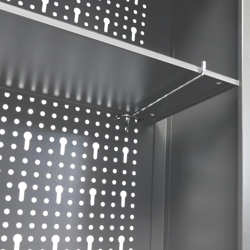vidaXL Armario Herramientas Pared Industrial Metal Organización Almacenamiento Accesorios Mobiliario Estilo Atractivo Industrial Funcional Gris/Negro