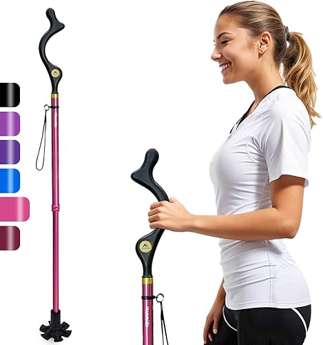 Honmido Bastón de caminar plegable para hombres y mujeres mayores para equilibrio bastón plegable autosostentable altura ajustable antideslizante