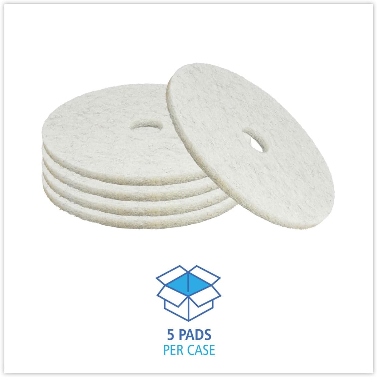 Boardwalk Natural Burnishing Floor Pads, 20" Diameter, White, 5/Carton