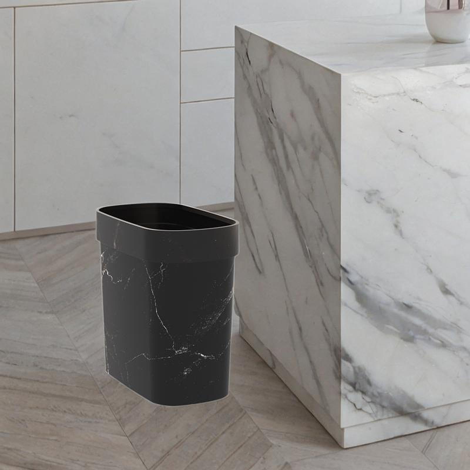 misppro Poubelle carrée en marbre pour cuisine, salle de bain, bureau, poubelle noire sans couvercle, design peu encombrant