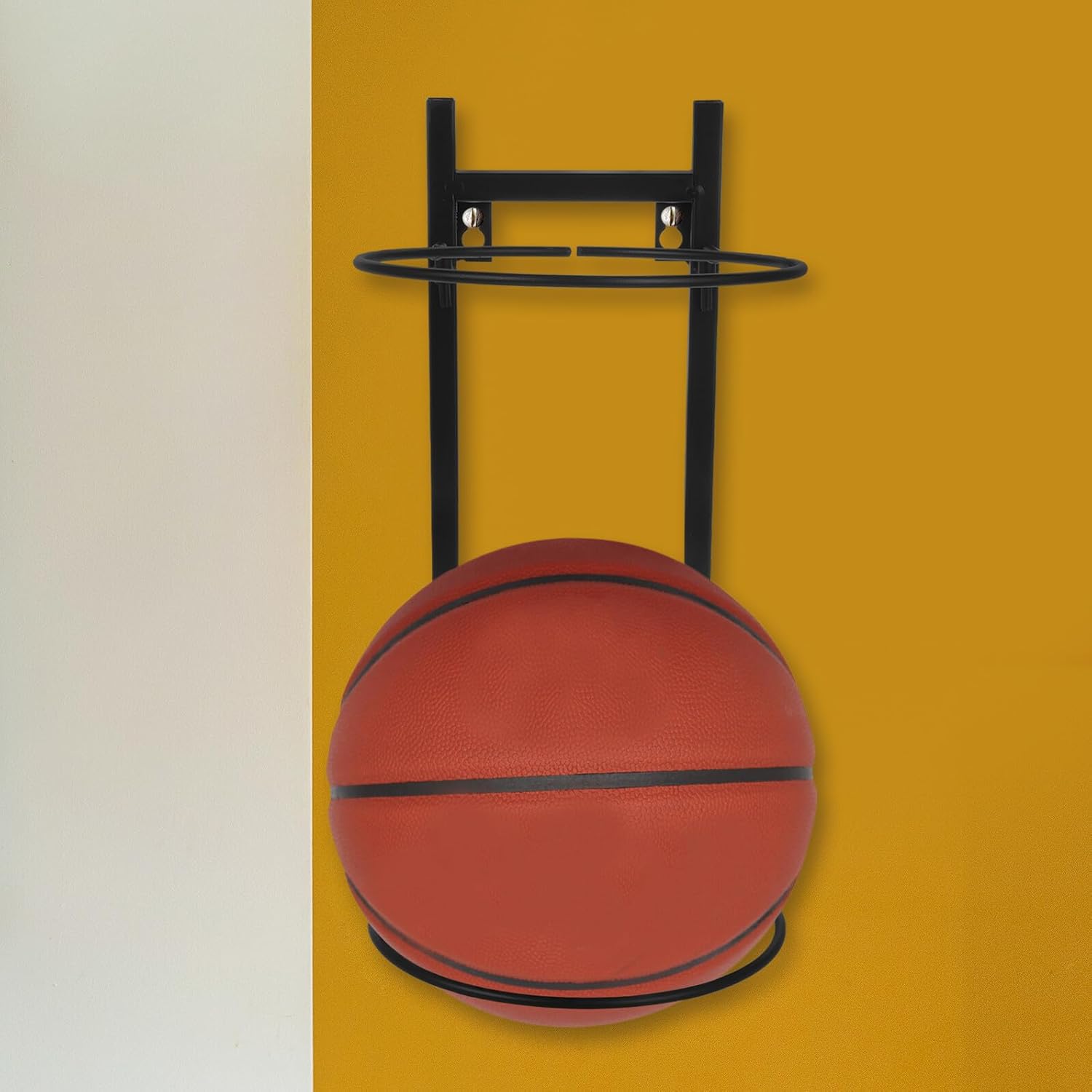 Wall-Mounted Ball Holder Basketball Soccer Football Storage Rack Metal Sports Ball Organizer for Teen Bedroom Decor and Outdoor Use