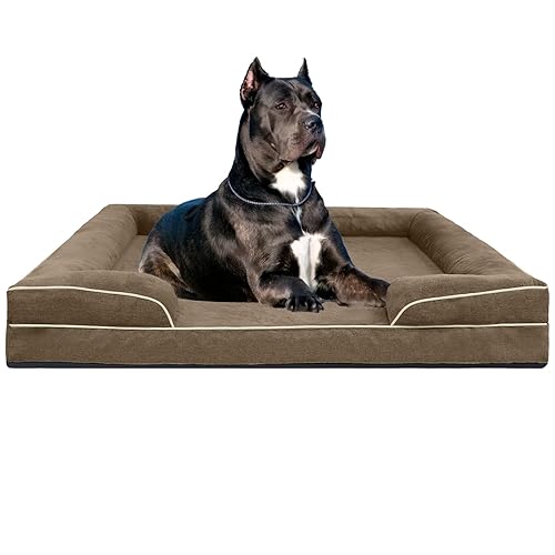 FERPOSH XXXL Dog Bed, Orthopedic Washable Dog Bed, Pet Sofa Bed with Removable Washable Cover, Egg Foam Support, Non Slip Bottom Dog Bed, Dog Sofa Bed, Extra Large Dog Bed, 52" x 41", Coffee - 52"L x 41"W x 8"Th - coffee