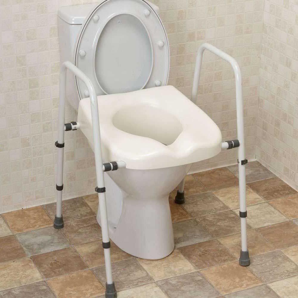 TERMIGEA, Rialzo supporto WC regolabile in altezza con braccioli - sedile regolabile in altezza