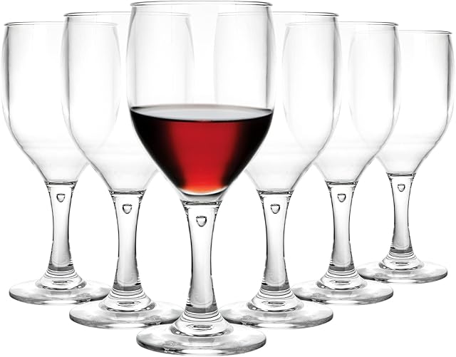 AHUNTTER Set of 6 Large Plastic Wine Glasses 350ml Unbreakable Reusable Polycarbonate Clear Red Wine Glasses for Party Camping Picnics Hot Tubs Pools