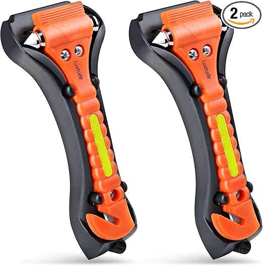 Luxtude Window Breaker Seatbelt Cutter, Car Window Breaker, Glass Breaker, Auto Car Escape Tool, 2-in-1 Emergency Glass Hammer, Window Punch Seatbelt Cutter, Life Rescue Tools Kit, 2 Packs