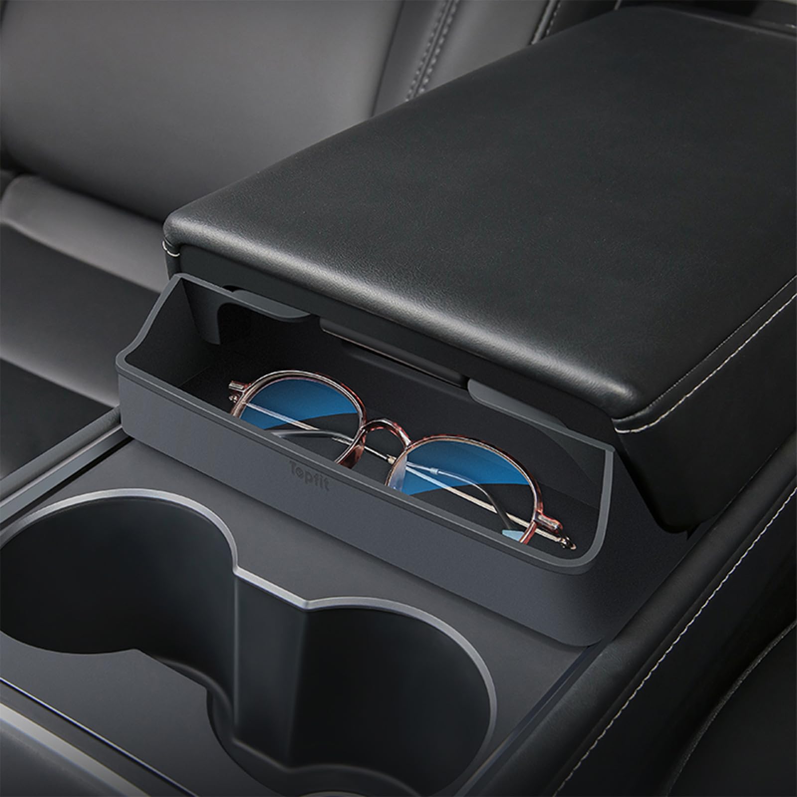 for Tesla Model Y 2024-2020 and Model 3 2023-2017 Accessories Center Console Organizer Tray Armrest Storage Box Silicone Sunglasses Coin Holder