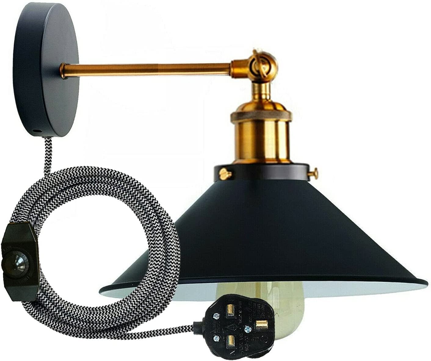 Industrial 20mm Conduit Steel Pipe Wall Light Kit Modern Black Metal Cage E27 Lamp Holder Fitting Conduit Wall Scone Lamp from B&Q