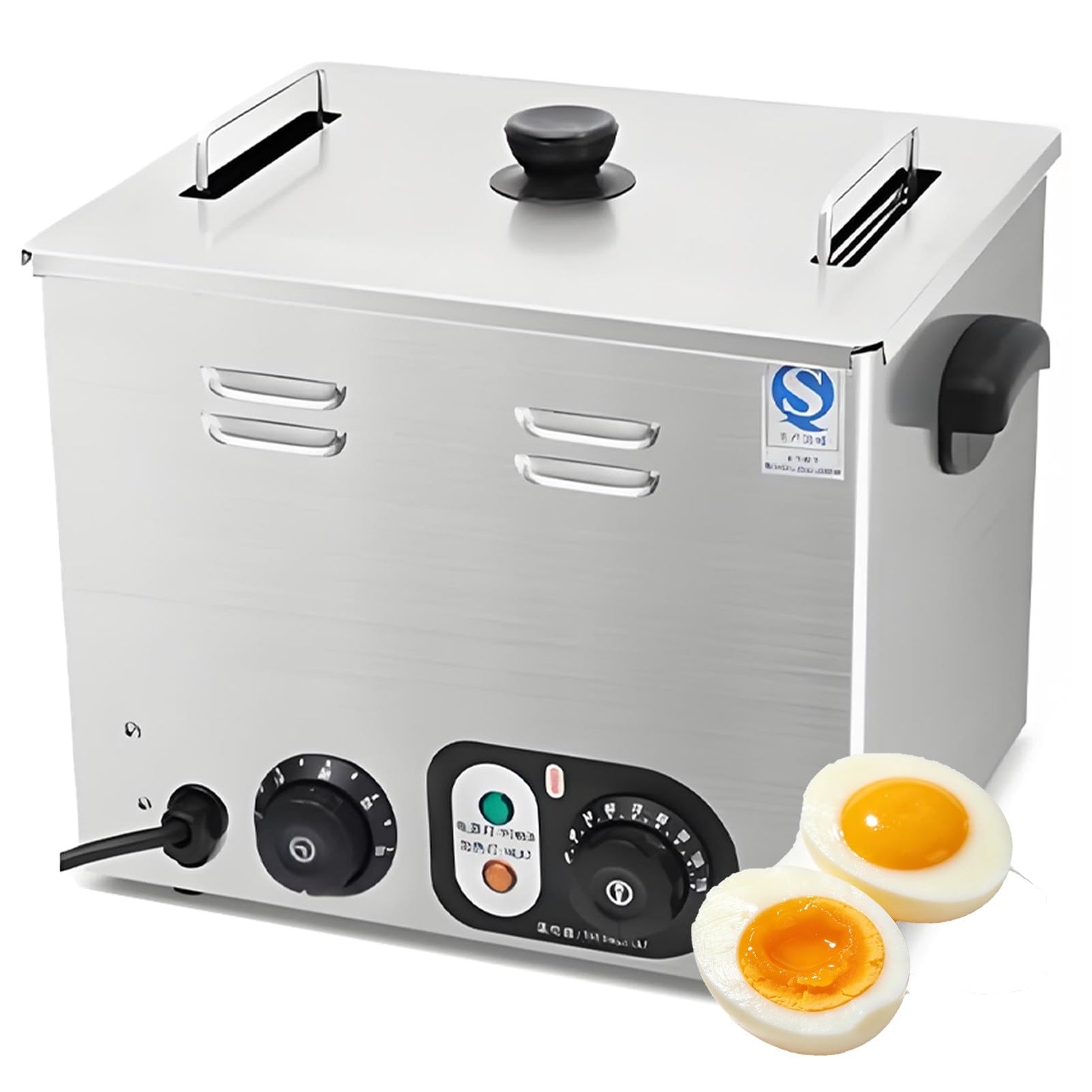 XNZJHPP High-Capacity Stainless Steel Egg Cooker - Commercial Tea Egg & Hot Spring Egg Boiler with Mesh Basket for Buffets, Tea Shops & Large Families - Timed Cooking (Timing Withgrid)