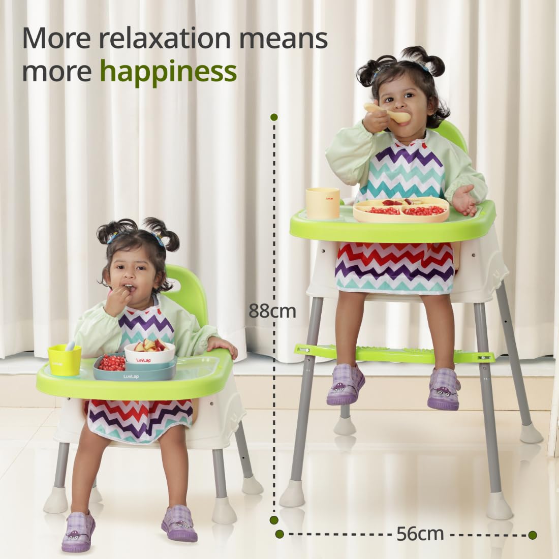LuvLap 4 in 1 Convertible Baby High Chair with footrest, Convertible to High Chair, Low Chair, & Booster Seat, Essential for Baby Feeding (Green)