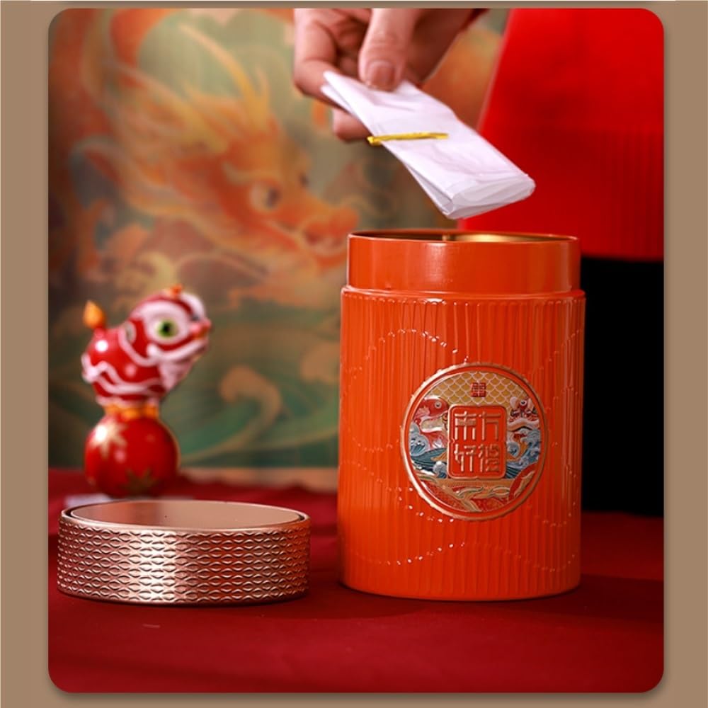Juego De Té Lata de Almacenamiento de té Suelto, Lata Redonda, Lata sellada for Cocina, Lata vacía, Juego de té Retro, Juego de Caja de Regalo de Lata Doble Tarro para Guardar Té