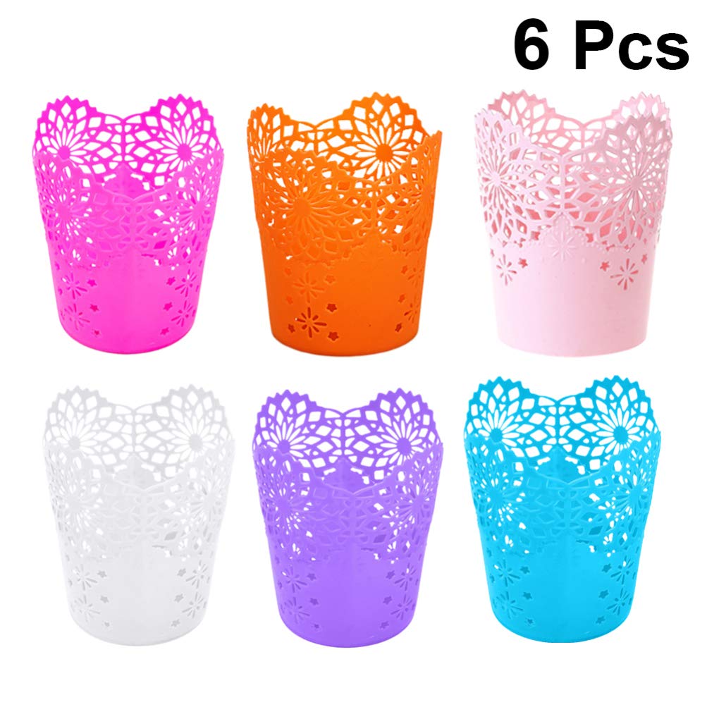 Set 6 Cestini Porta Penne Colorati - Organizzatore Scrivania Per Ufficio, Scuola, Casa - Plastica, Dimensioni 25x7x6 Cm