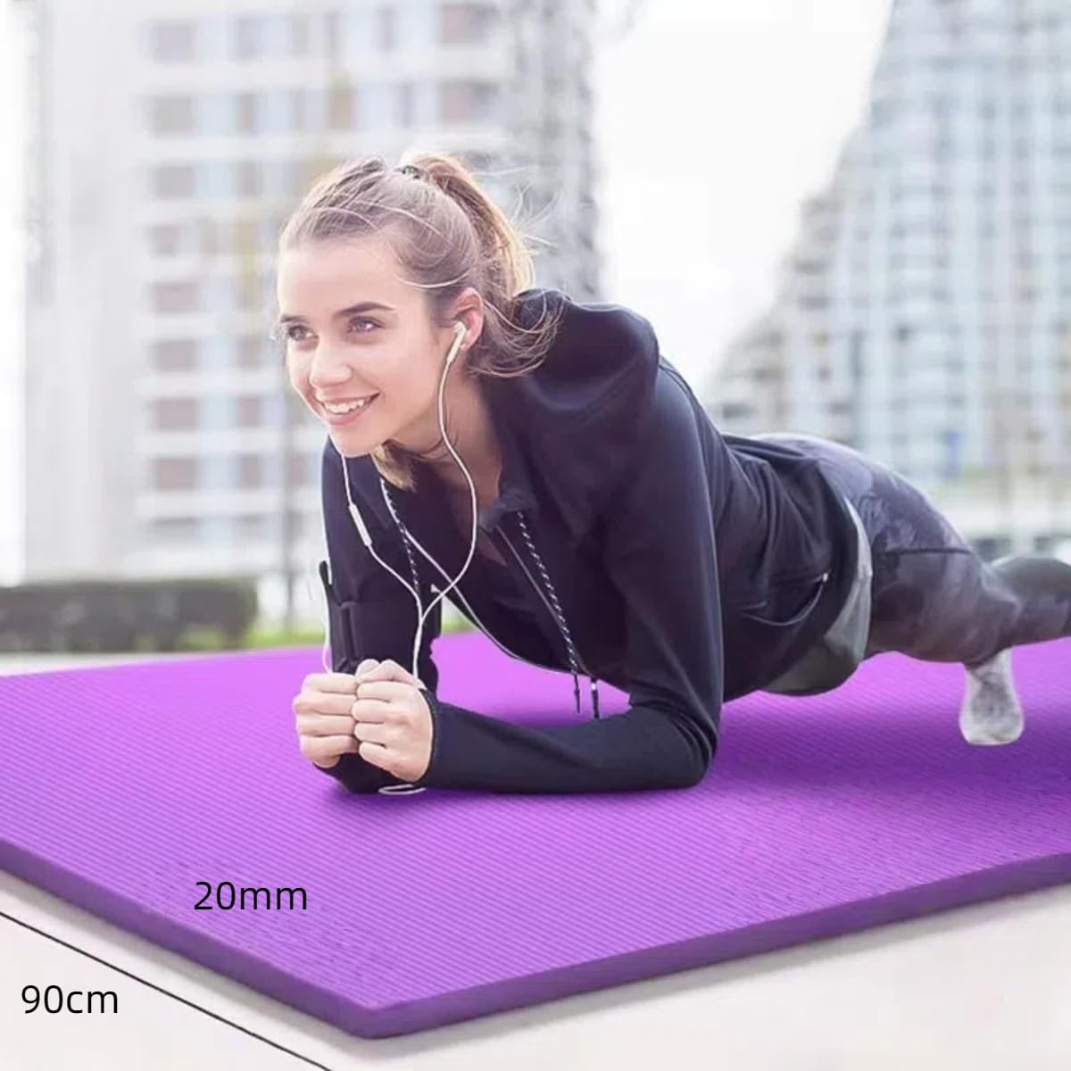 Yogamatte Stark 1.0/1.5/2.0 cm - 185x61/80/90cm Fitness Matte Rutschfest - NBR Gymnastikmatte mit Tragegurt für Yoga, Studio & Reise (Pink/Blau/Schwarz/Lila)