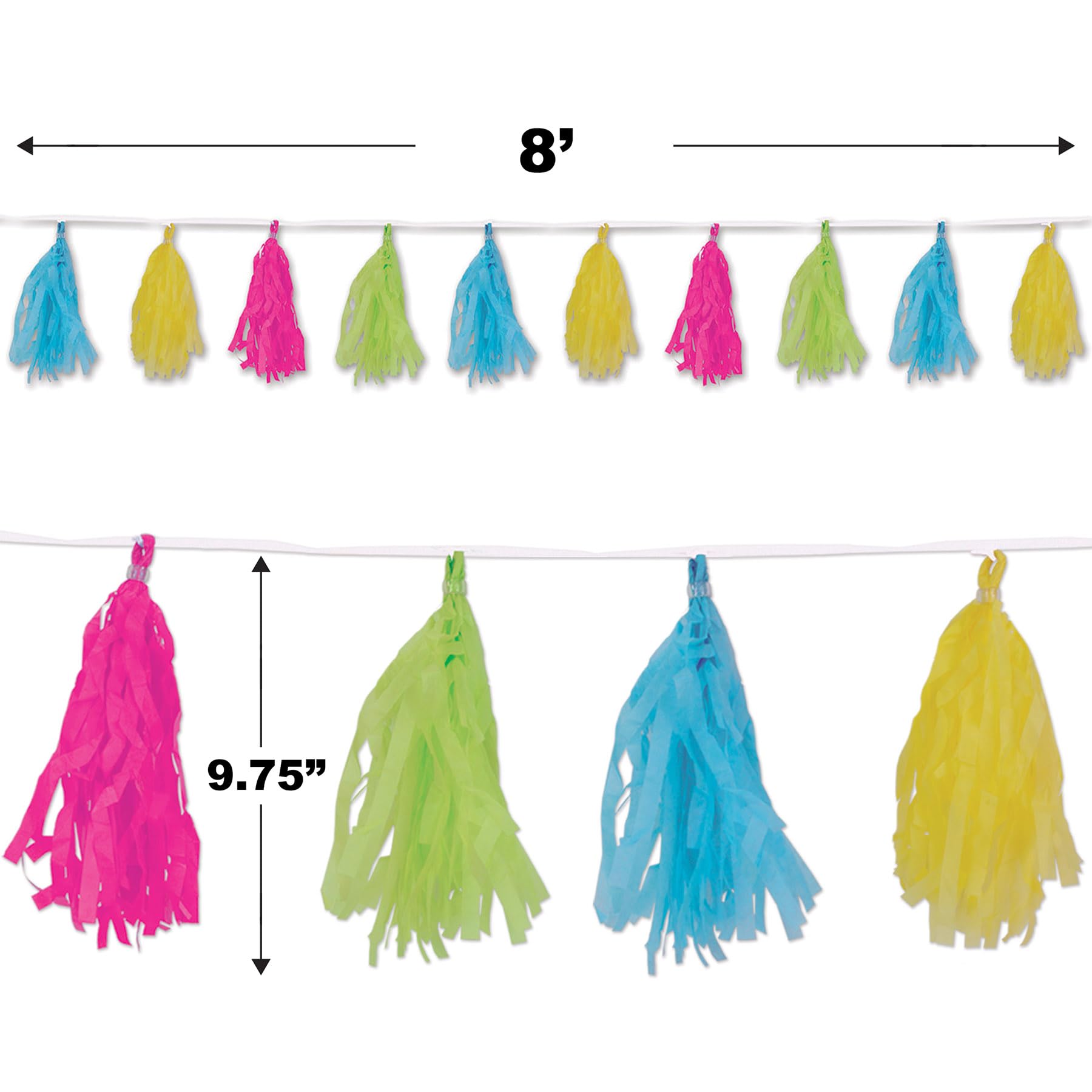 Beistle 59991CLGTY Guirnaldas de borlas de pañuelo, Papel, Multicolor