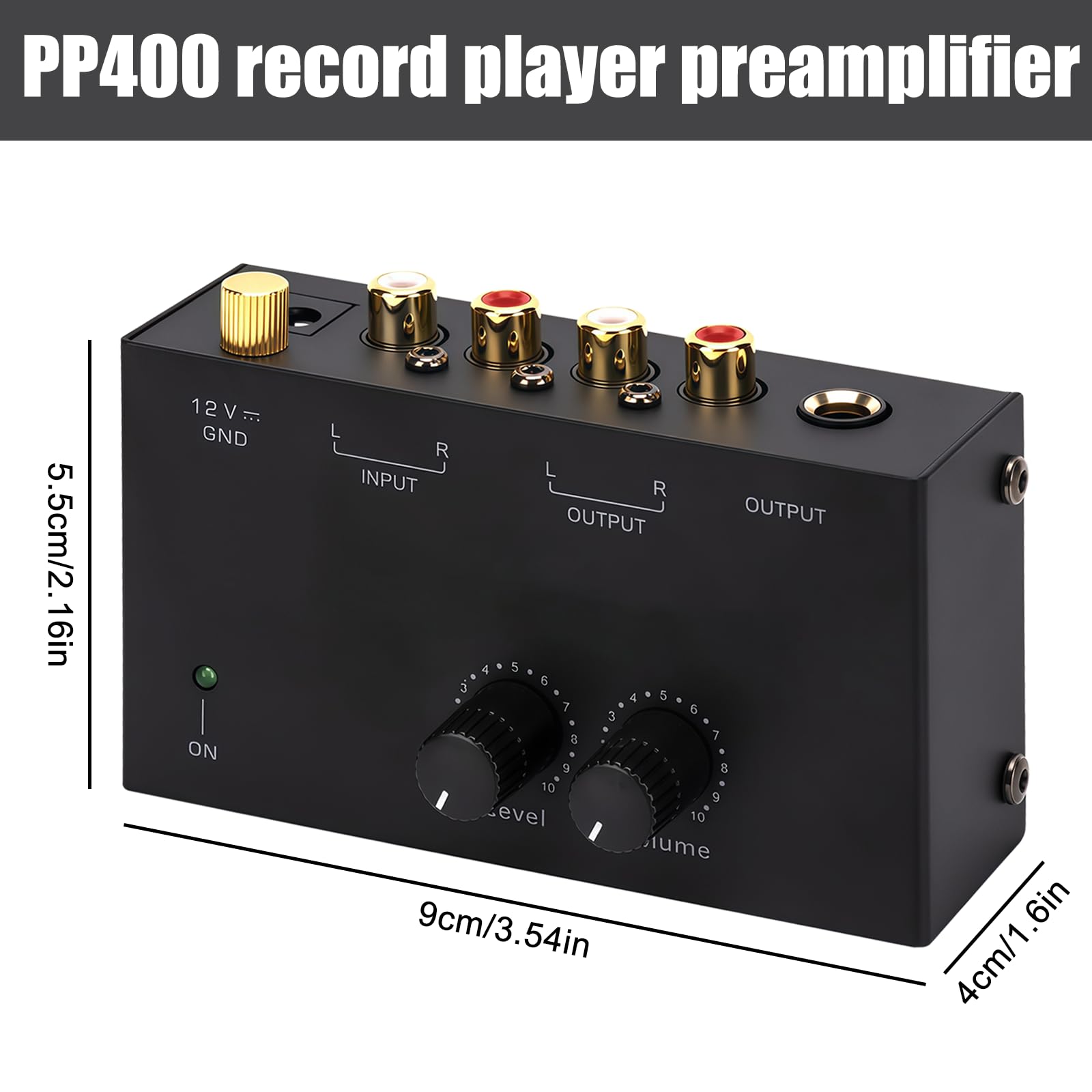 Phono preamplificatore giradischi MM con ingressi e uscite RCA, amplificatore stereo DC 12V
