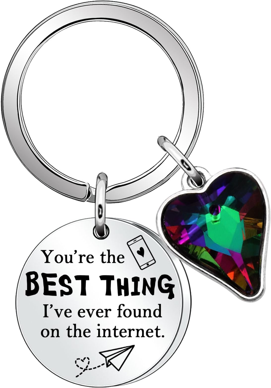 Valentines Keyring Gifts for Girlfriend Boyfriend - You're The Best Thing I Ever Found on The Internet Gift for Her Him Keyring for Couples Anniversary Christmas Gifts
