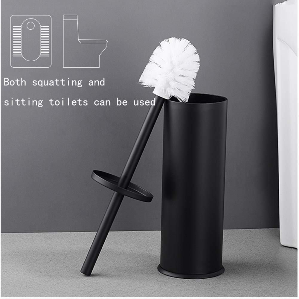 Nff Pennello E Supporto per La Toilette, Supporto per Spazzola per La Toilette Nero Compatto in Alluminio, Manico Lungo con Coperchio E Pennello Resistente Testa 40x9.2cm (Color : Gold)