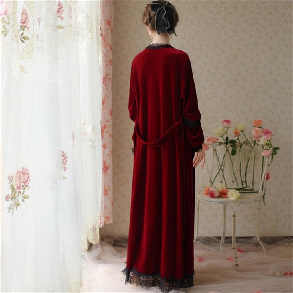 JSEIAJB Pajamas Long Sleeved Women's Winter Long Pajama Dress Home Wear Golden Velvet Pajama Set(Medium)