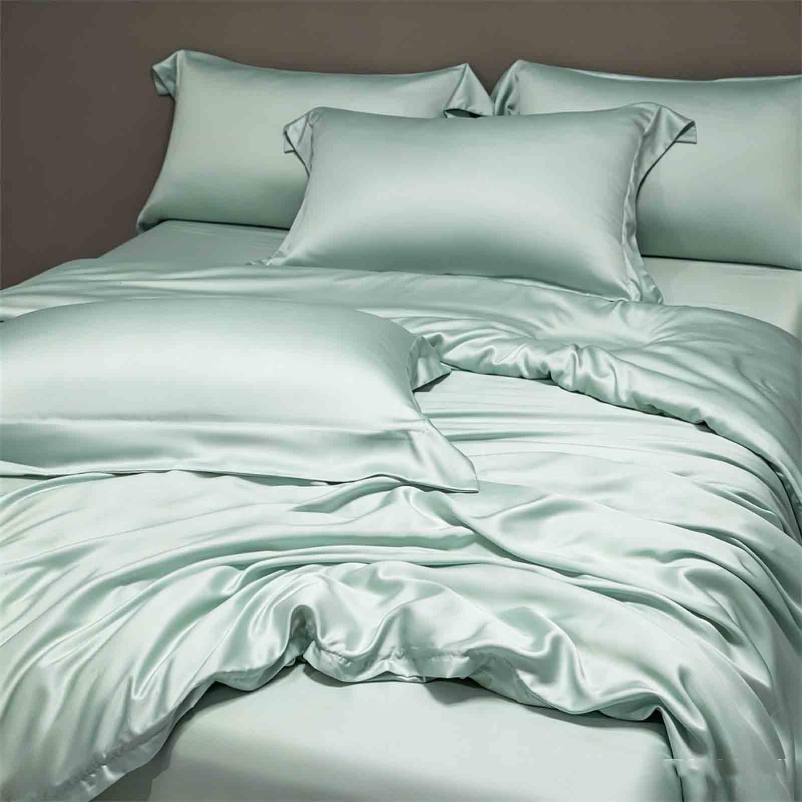 Housse de couette et drap plat 2 personnes au tissage 100 fils pour lit double haut de gamme