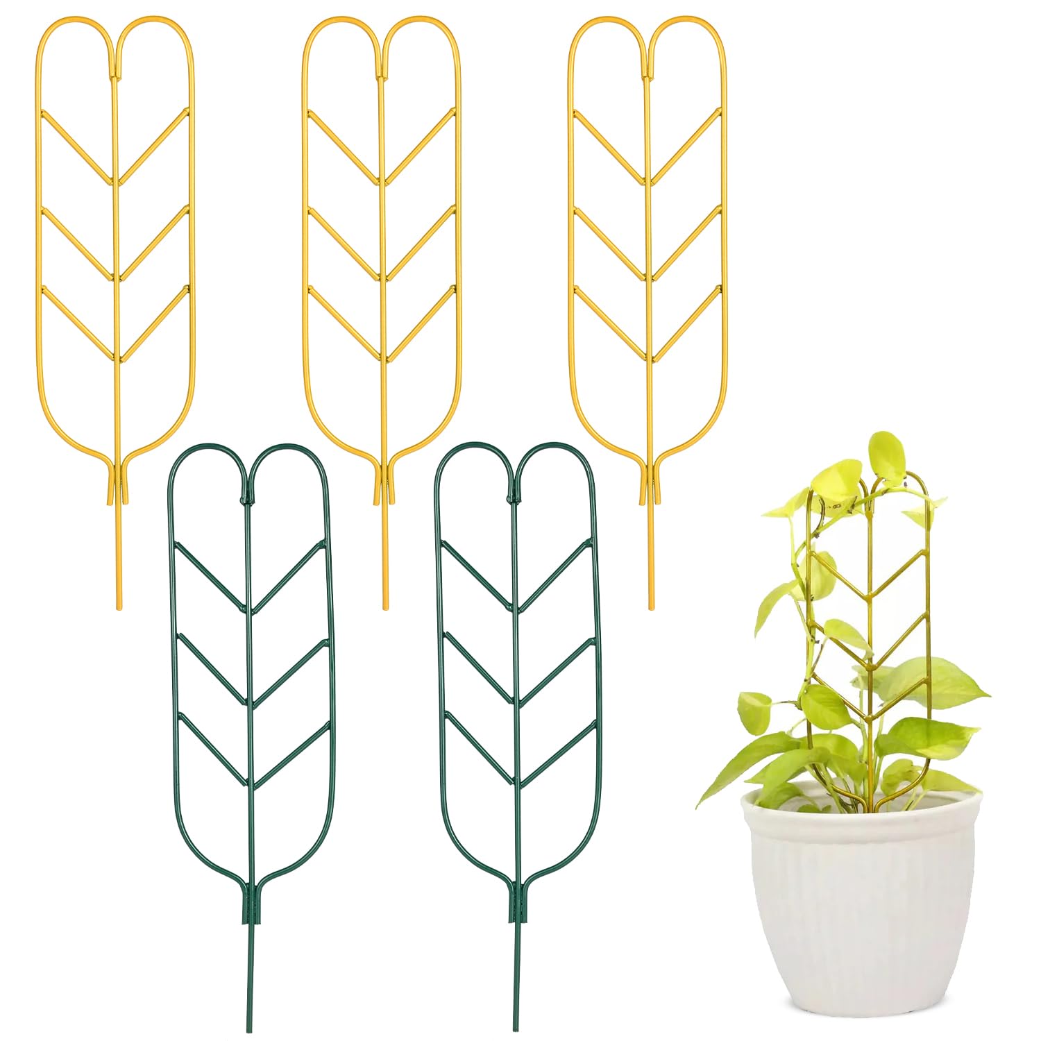 ORILEY Climber Plant Support Heavy Duty Leaf Shaped Metal Trellis for Mini Climbing Vines Flowers Vegetable Herbs Indoor & Outdoor Use (Pack of 5, Random) (B0D1K9XC7D) Amazon Price History, Amazon Price Tracker