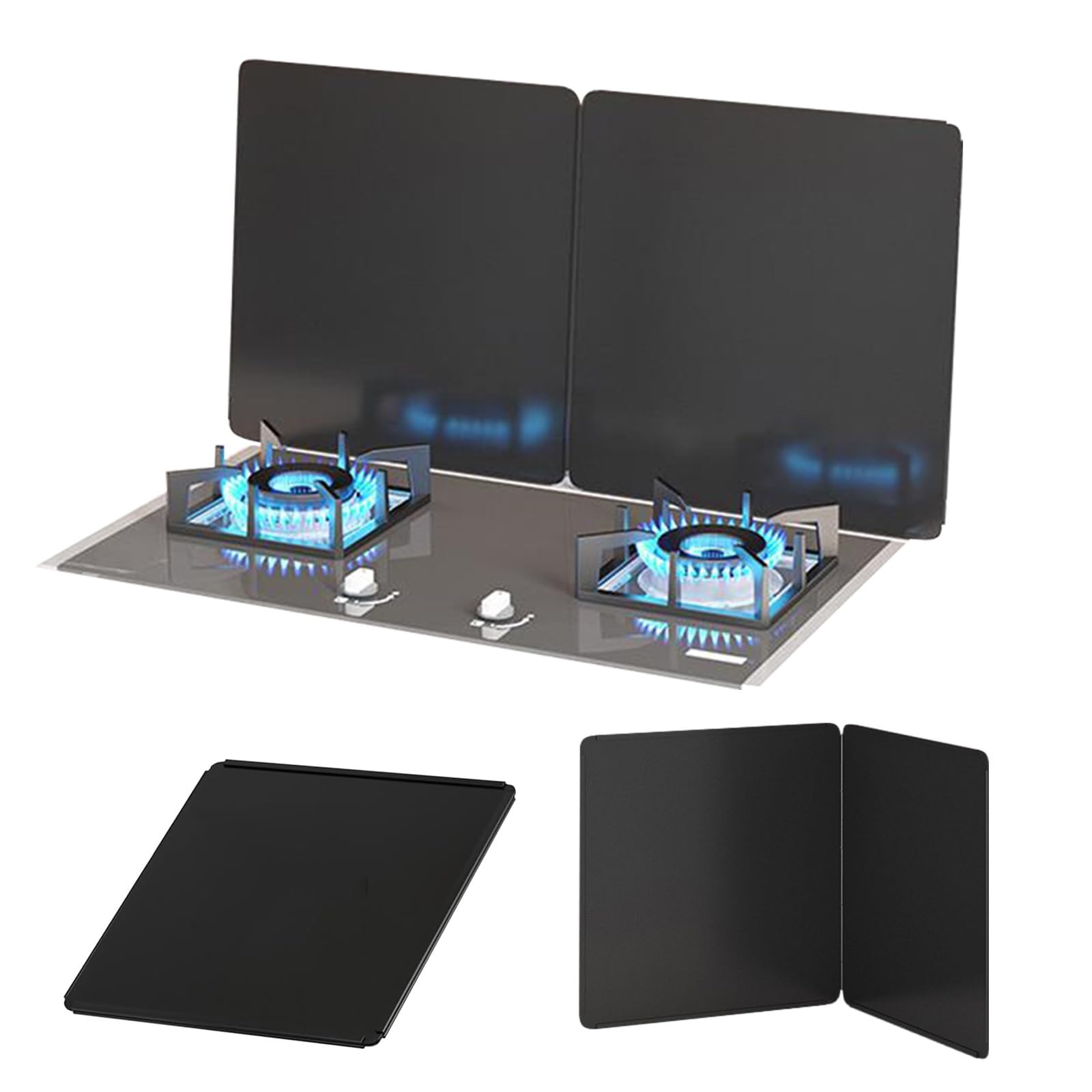 AFQBOEQXY Splatter Guard Splash Back, Foldable Stove Splatter Guard For Cooking Black Multiple Sizes(40x40x40cm)