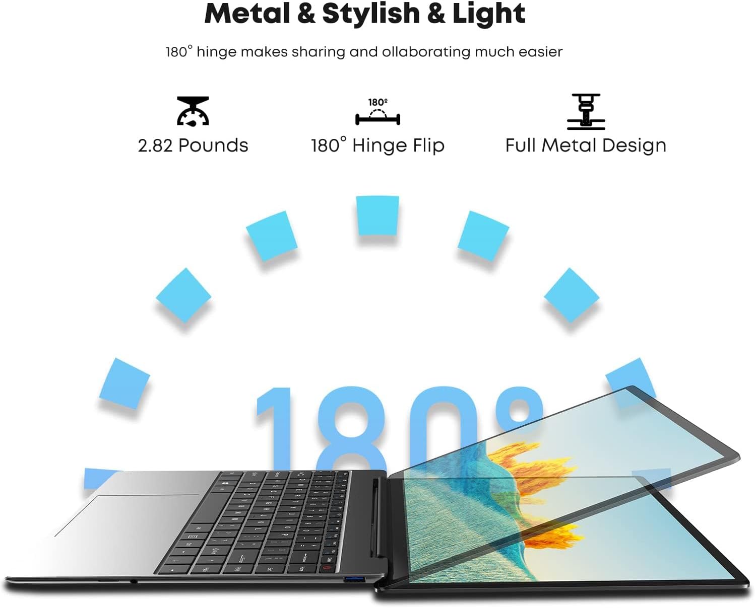 CHUWI Windows 11 Laptop with 8GB RAM 256GB SSD, 14 inch 2K IPS Display, Intel N5100 Quad core Processor, WiFi 6, Backlit Keyboard, USB-C, Ultra Thin and Light Notebook Computer (GemiBook Pro)