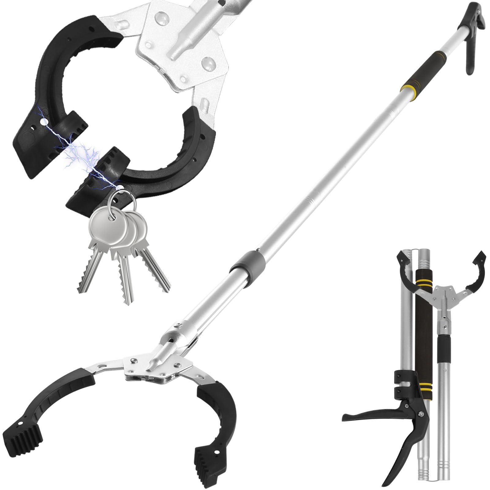 Greifzange PickupTool 175,3 cm, robuster Greifzange mit 15,2 cm großer Backenöffnung und magnetischer Spitze, 2,7 kg Tragkraft, leichtes Abfallwerkzeug für Garten, Hof, Garage, Reinigung