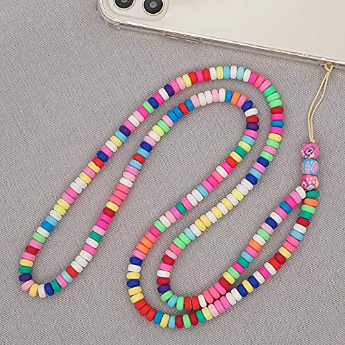 Eforcase Cordão longo para celular 28 cm, alça de charme para telefone com pérolas frisadas, ornamen