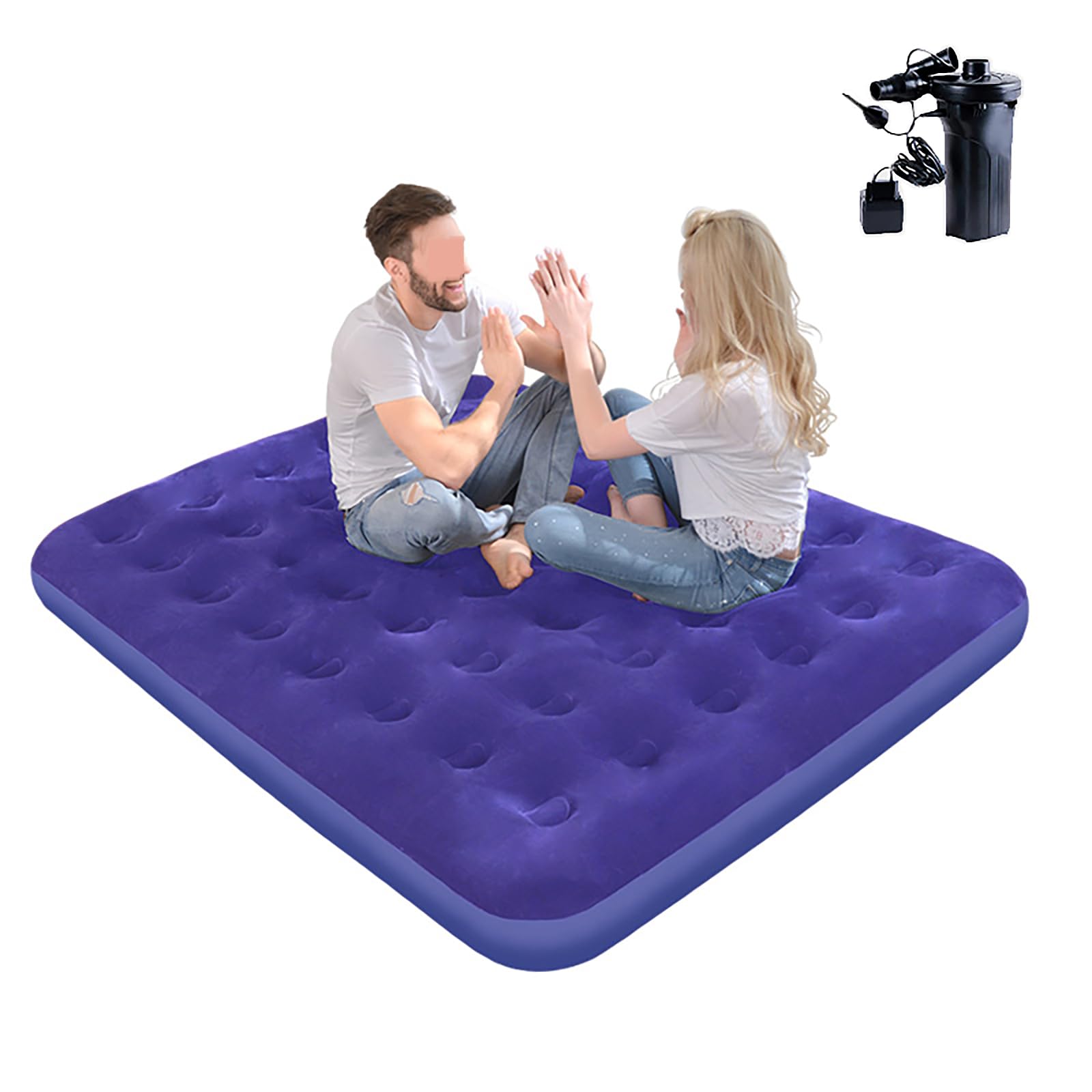 Colchón Inflable para 4 Personas - Cama De Aire De PVC con Bomba Eléctrica Incluida, Colchón De Camping Portátil De Gran Capacidad para Uso Familiar Y Viajes