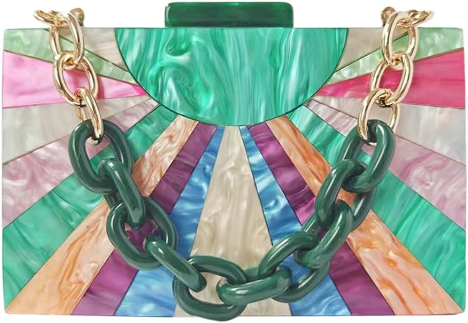 Elegant Ladies Acrylic Evening Clutch Multicolored Bag Box Stylish Marble Purse Handbag for Wedding Banquet Cocktail