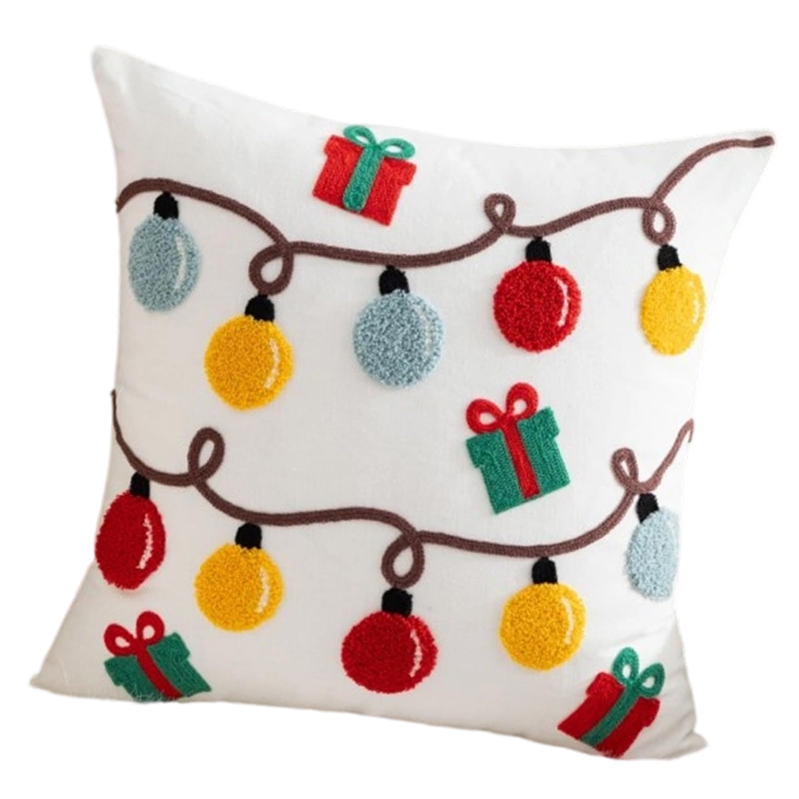 Kalttoy Holiday Embroidered Santa Pillow Cover Canvas Christmas Decor Zippered Cushion Case Festive Home Throw Accent Christmas Santa Pillow Cover