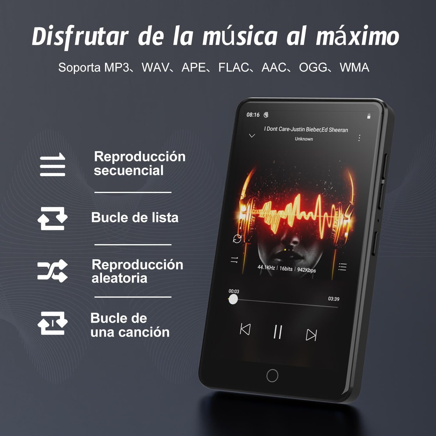 Reproductor MP3 de 160 GB con Android 13, reproductor MP4 con Bluetooth y WiFi, pantalla táctil IPS HD de 4,02 pulgadas con altavoz, reproductor de música compatible con Spotify, YouTube y Play Store.