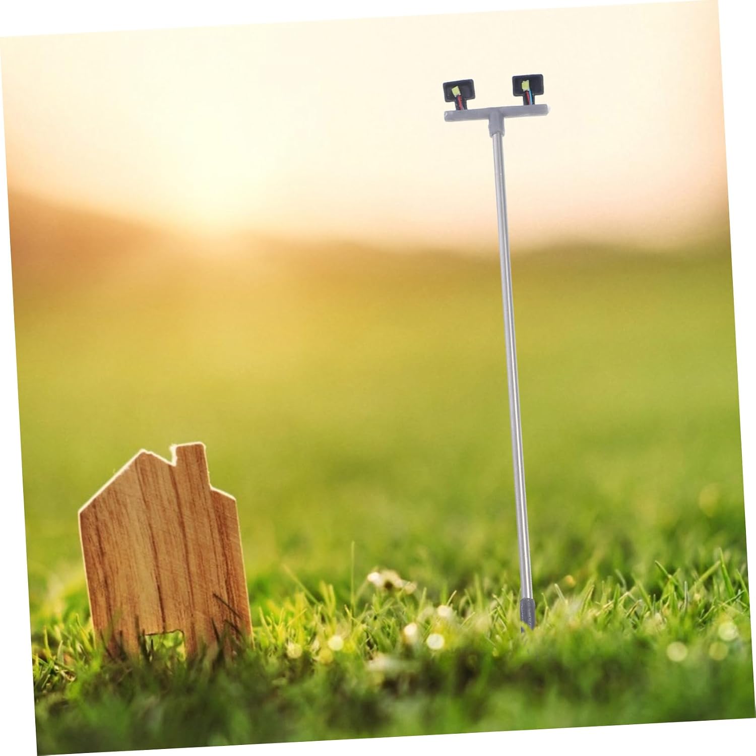 Housoutil 5pcs Miniature Park Lamp Metal Abs Street Lamp Models for Micro-Landscape Decoration