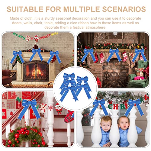 SUPVOX 5pcs Christmas Tree Bows Wrap Bows Pendant Ornaments for Christmas Tree Presents House Decoration(Blue) - Image 4