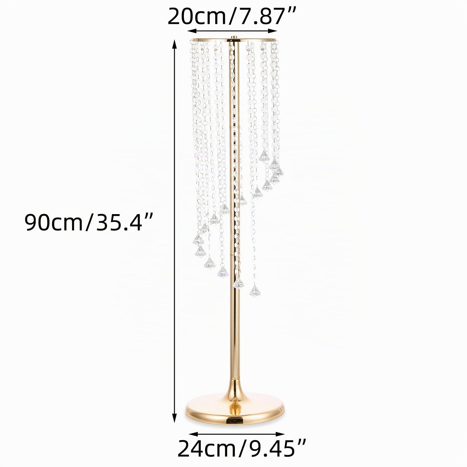 Nuptio Centrotavola Matrimonio Vasi D'oro - 2 Pezzi 90cm Altezza Vaso Fiori Cristallo Metallo Stand per Decorazioni Tavoli Festa Eleganti per Matrimoni Sfusi Centrotavola Lampadari Tavolo