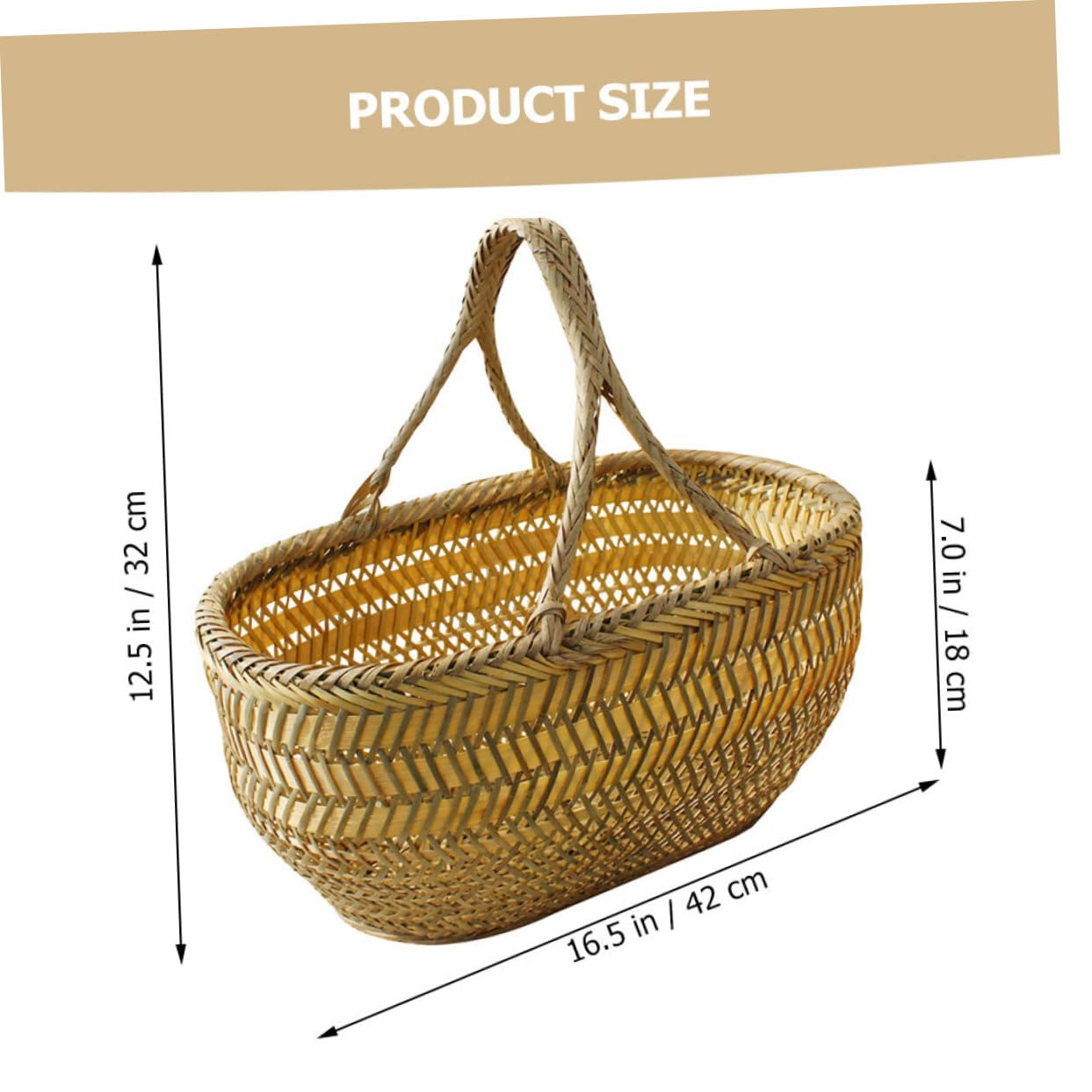 STOBAZA Hand Shopping Basket Woven Baskets Egg Gathering Basket Wicker Food Basket Rattan Picnic Basket Weaving Basket Treats Gardeners Harvest Basket Small Basket Vegetable Bamboo Weaving