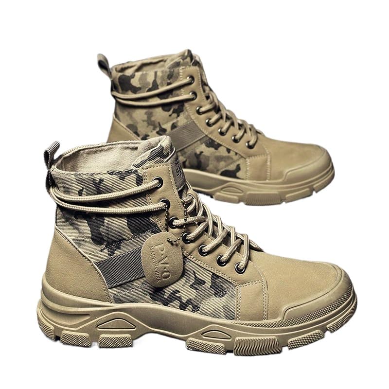 Durable Mens Camo Work Boots - Breathable Comfort, Non-Slip Sole for Outdoor Activities