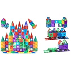 Paneles Imantados Para Azulejos Playmags - Juego de Baldosas Magnéticas para Construcción de 150 Piezas & 50Pcs 3D Bloques magnéticos para Niños