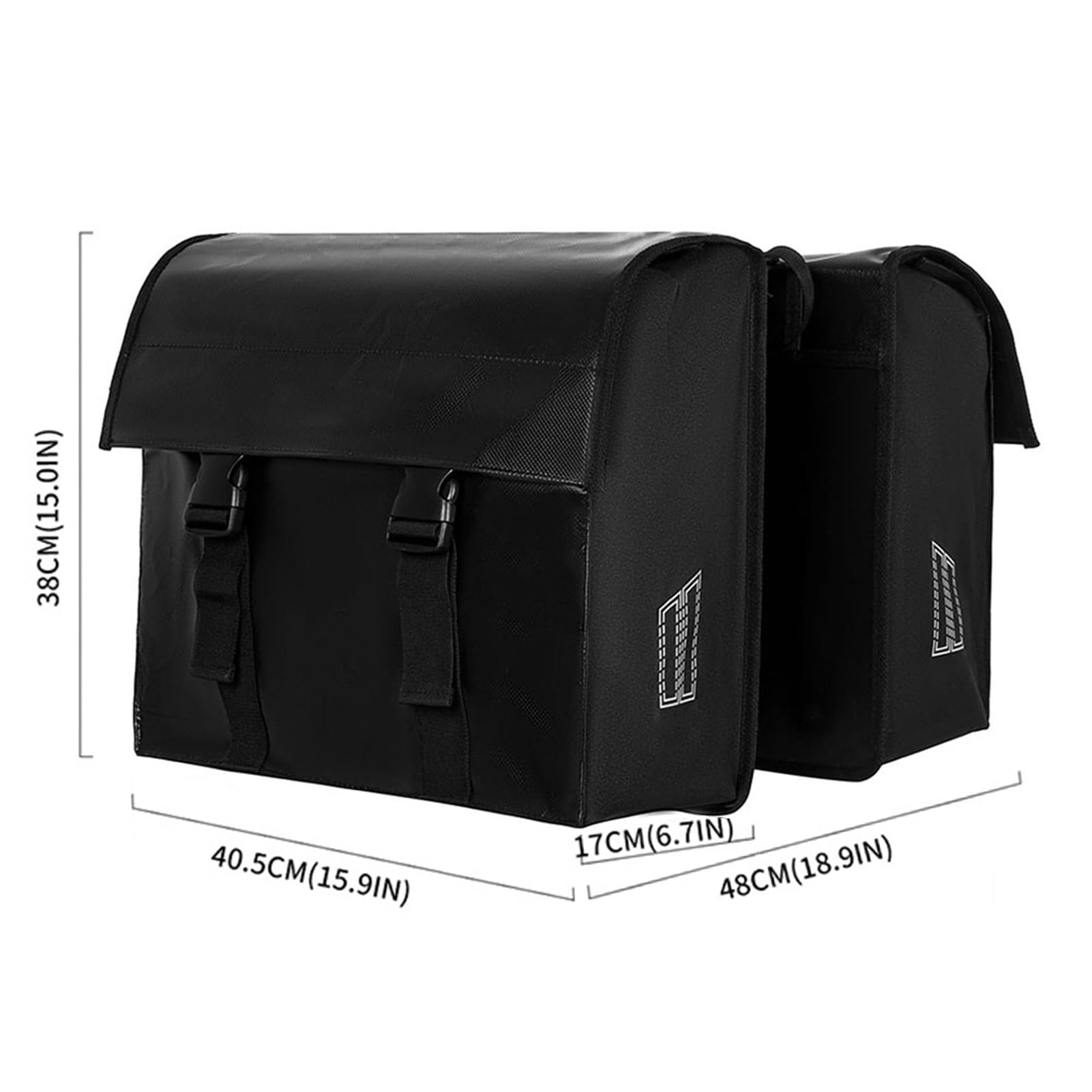 Fahrradtaschen für Gepäckträger 2 ER Set 45L Fahrradtasche Doppeltasche Wasserdicht Gepäckträgertaschen mit Reflektoren, Doppelpacktasche Fahrrad Tasche für Mountainbike Rennrad (Schwarz)