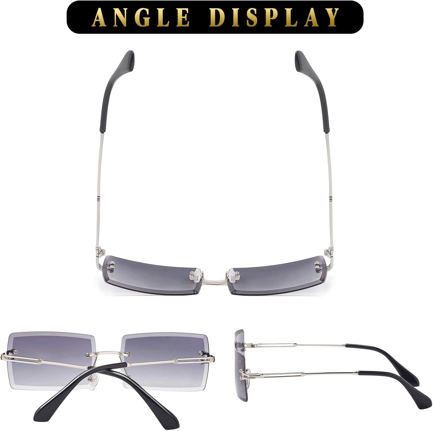 Stylish Small Rectangle Sunglasses Women Men Tinted Frameless Eyewear Ultralight Candy Color Ocean Sun Glasses Shades NP1034 - Image 2