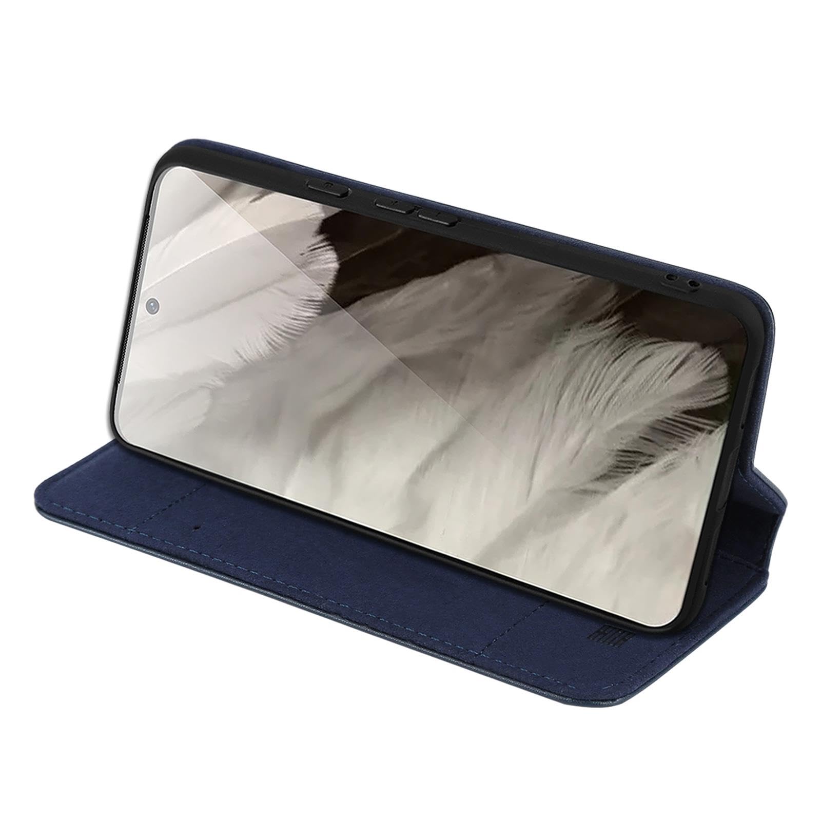 32nd Klassieke Serie 2.0 - Echt Lederen Boek Portemonnee Flip Hoesje Cover voor Google Pixel 8A, Met RFID-blokkerende Kaartsleuf, Magnetische Sluiting en Ingebouwde Standaard - Burgundy