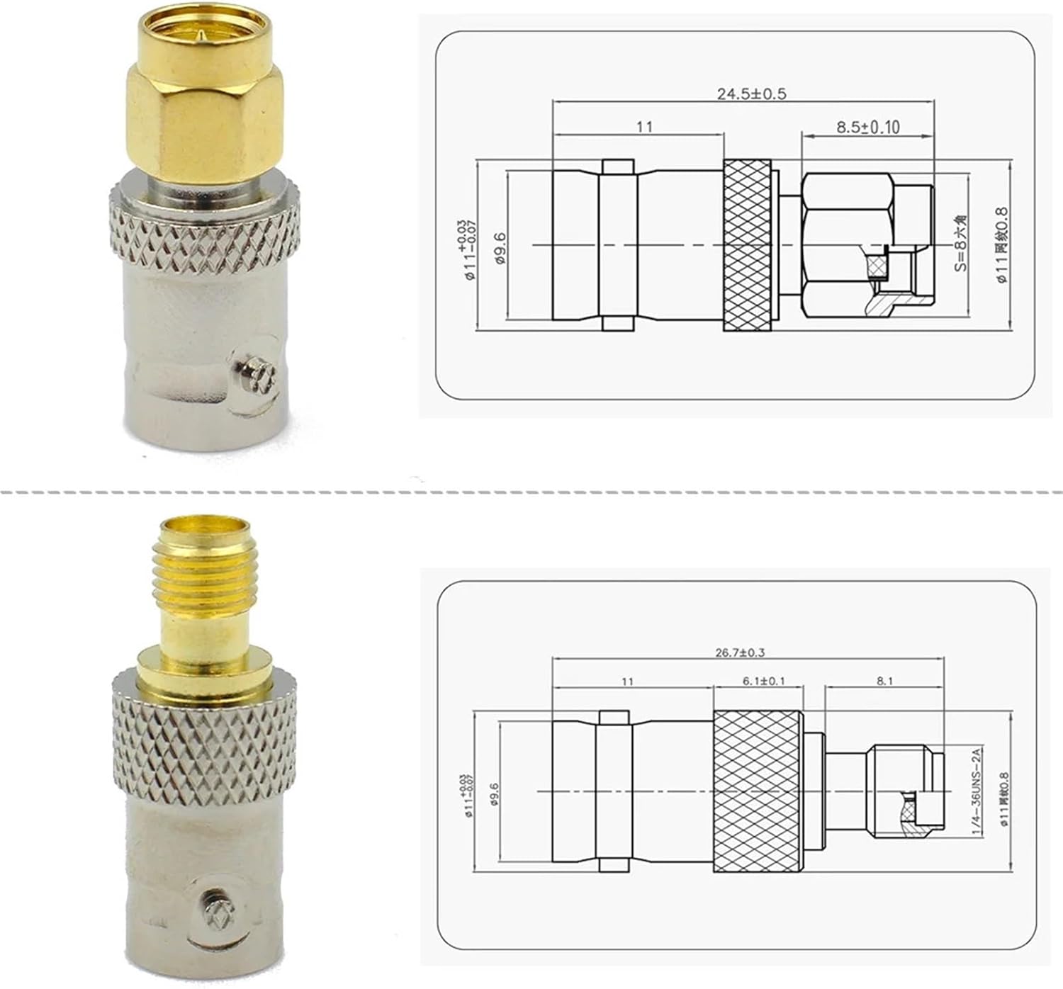 Connector Q9 BNC Male Female to SMA Male Female Adapter(Type 2,10PCS)