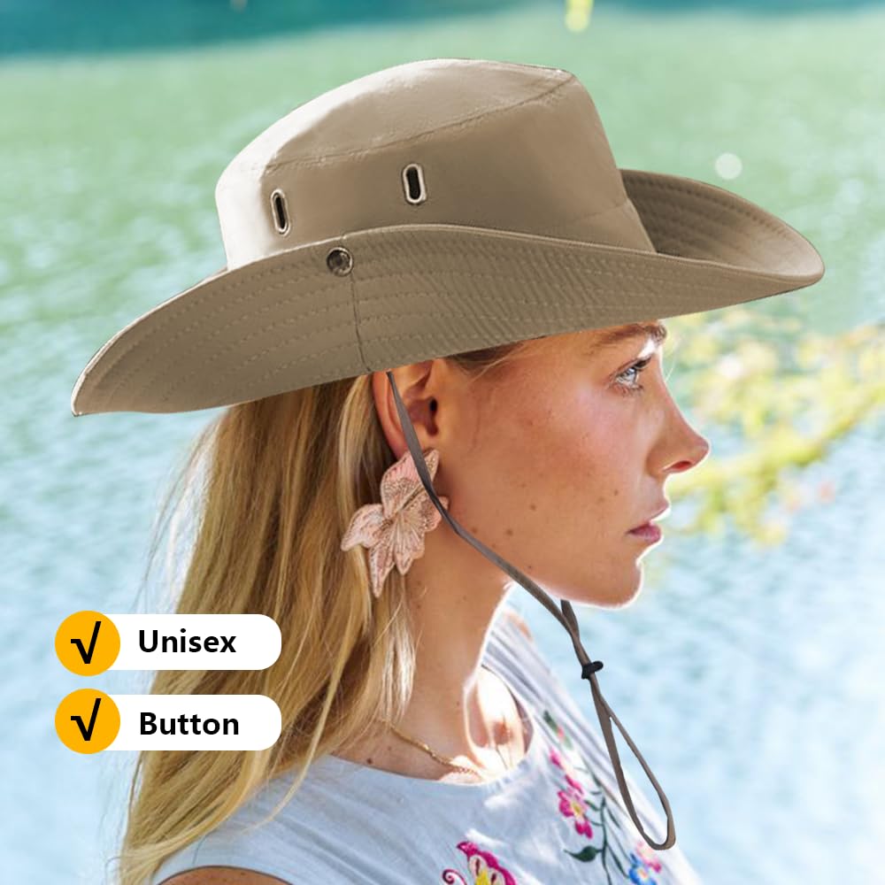 Sombrero de Sol para Mujer Sombrero Al Aire Libre UV Protección Verano Gorro de Pescador para Playa Senderismo Safari Playa de ala Ancha 54-59CM（#1）