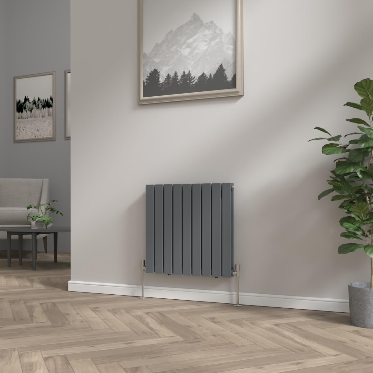 Nrg Anthracite 600X612 Horizontal Flat Panel Designer Radiators Radiator Bathroom Heater Central Heating Radiators Rad Double Column