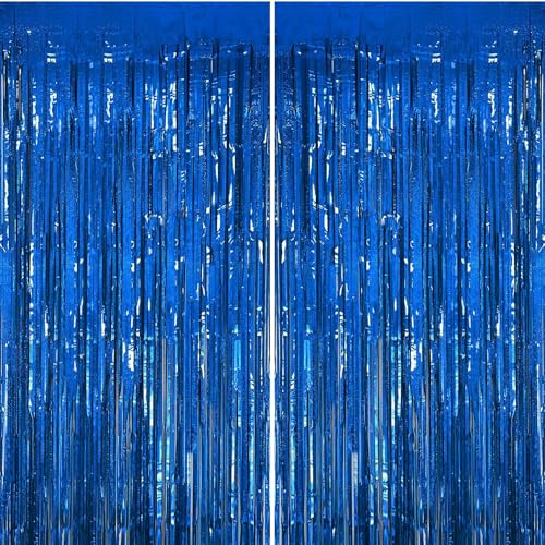 2 Stück Lametta-Folienvorhang, Metallischer Fransen-Hintergrund...