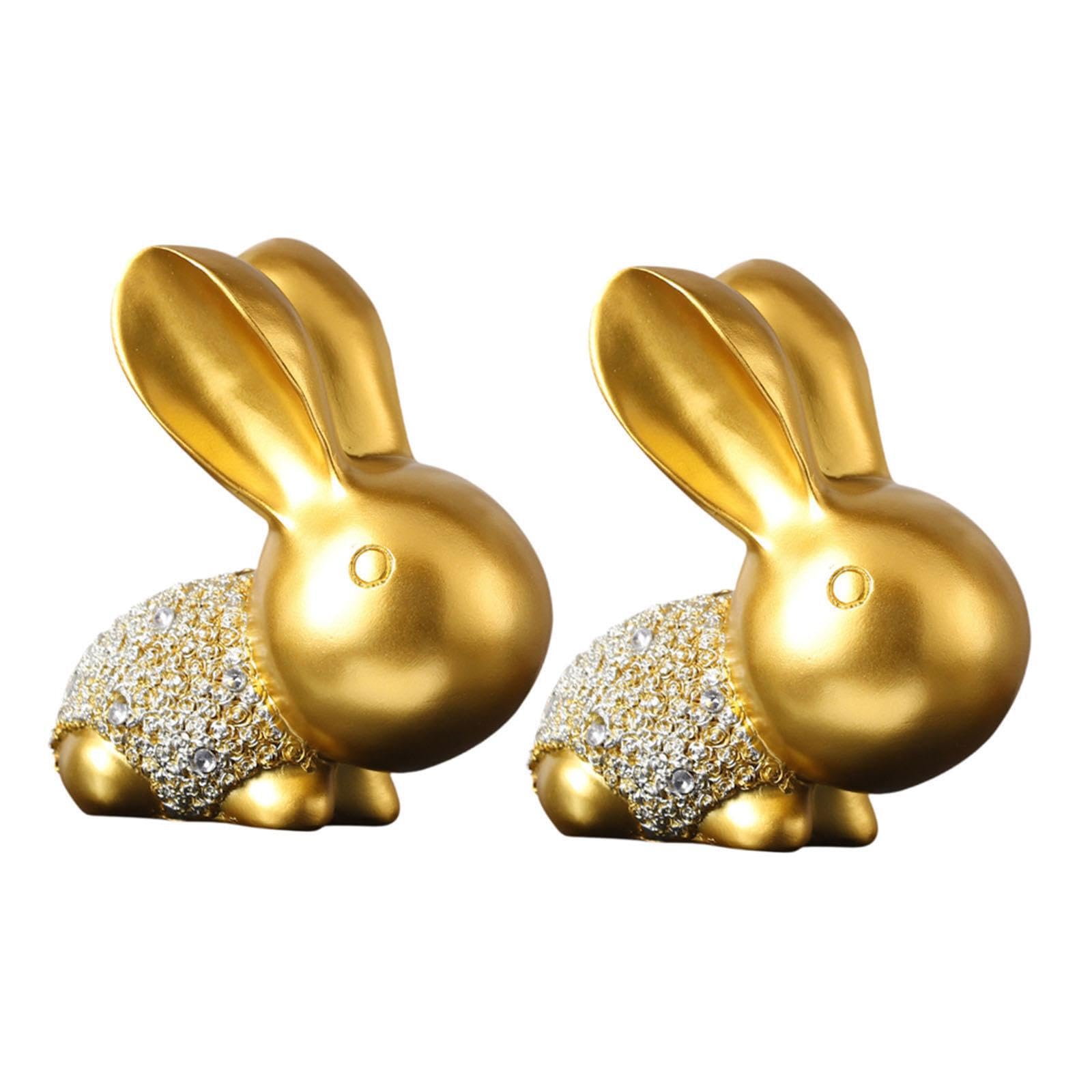 TWISAXC Delicate Couple Rabbit Statues Decorative Figurines Unique Gifts Designs Home Accents Fun Collectibles Animal Sculptures Cabinet Fireplace Birthday Gift