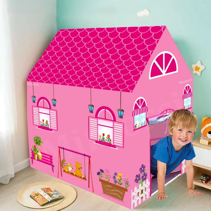 Tent House for Kids Outdoor and Indoor Kid Play House Castle Tent Toys for 3-9 Years Old Kids Children Boy Girls Portable Kid Castle Playhouse for Girls & Boys (Pink-01)-image-19